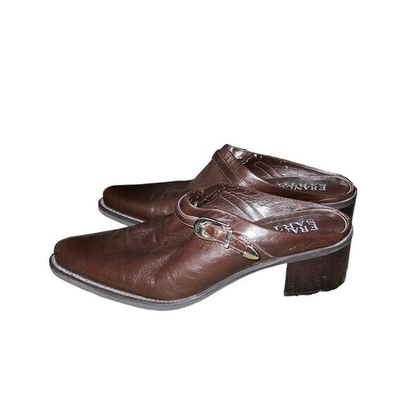 Franco Sarto brown leather mules with wooden heel size 9 - Picture 1 of 6